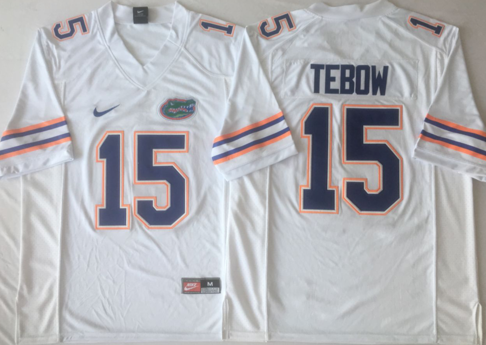 NCAA Men Florida Gators White #15 TEBOW